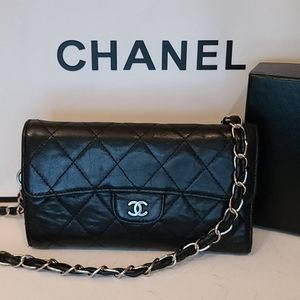 Chanel Matrasse Crossbody Clutch Purse WOC Black